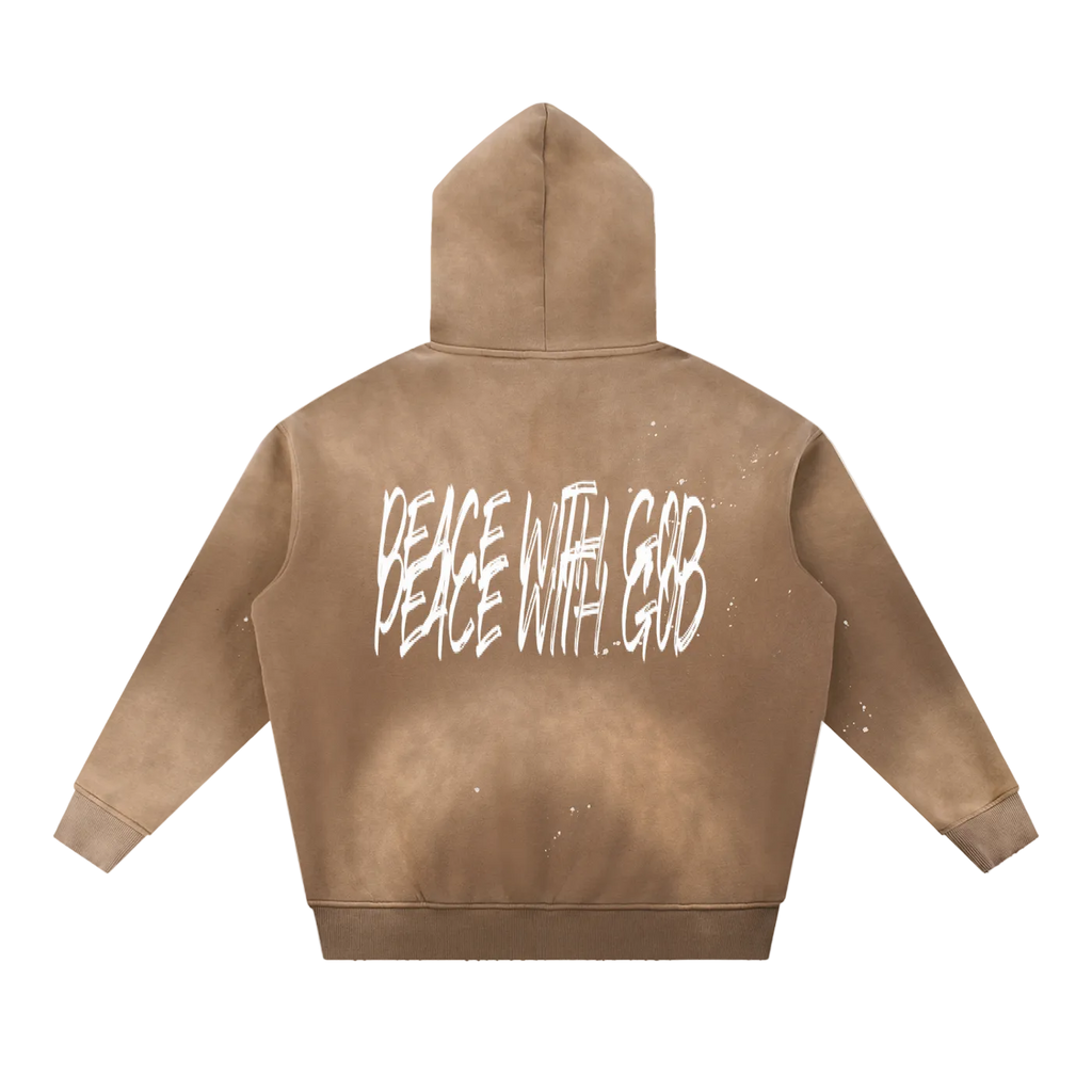 Vintage Washed Frayed Fleece Hoodie