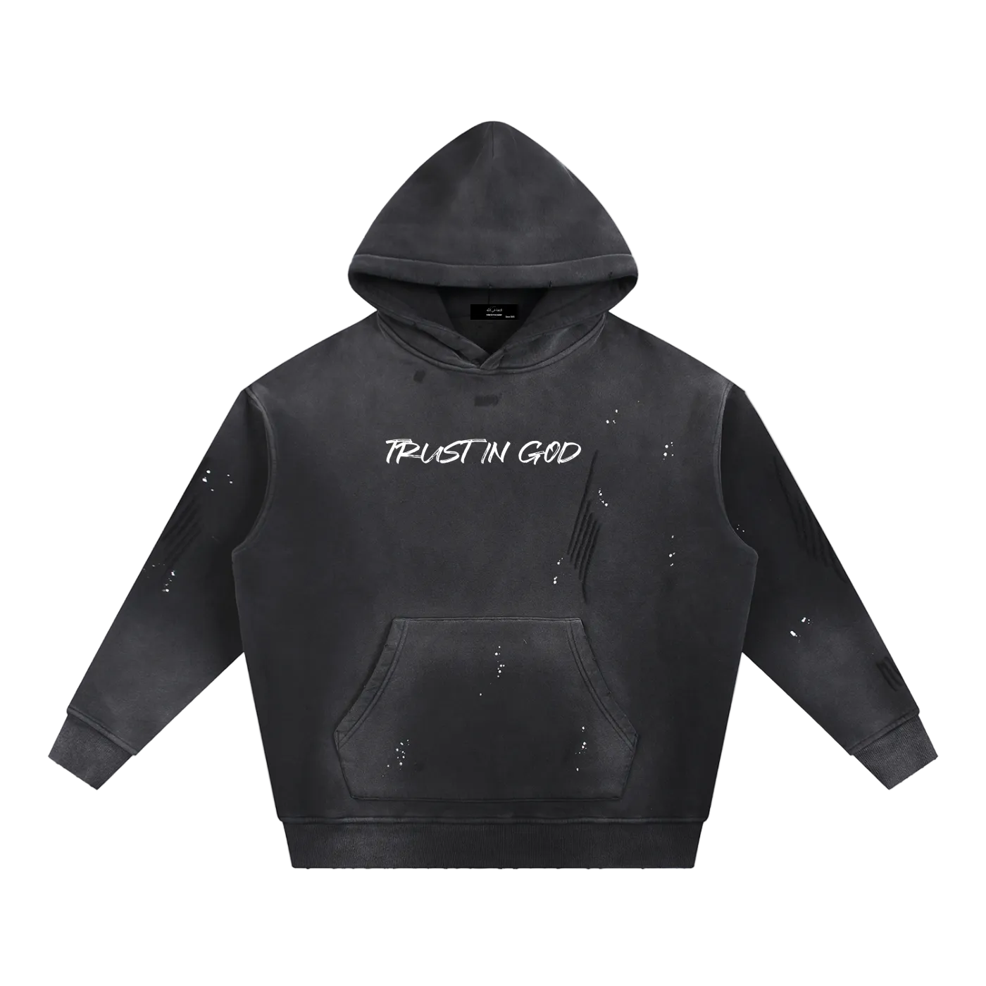 Vintage Washed Frayed Fleece Hoodie