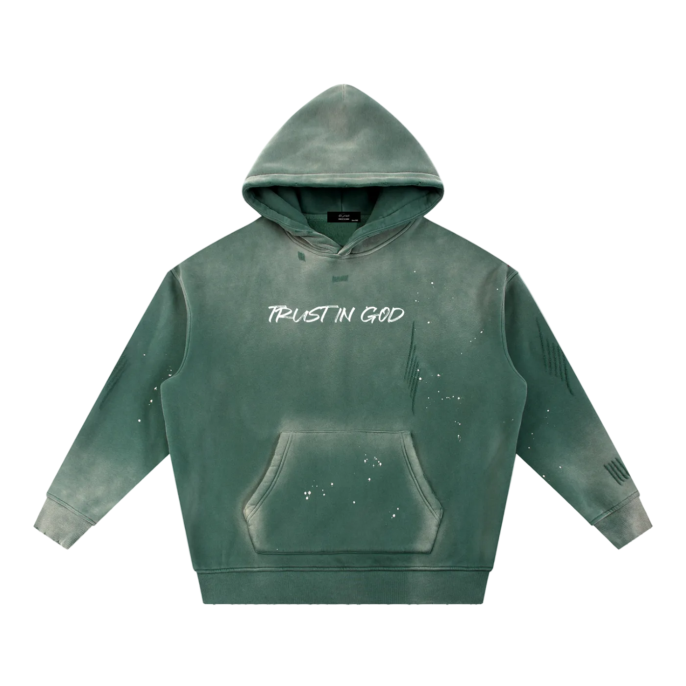 Vintage Washed Frayed Fleece Hoodie