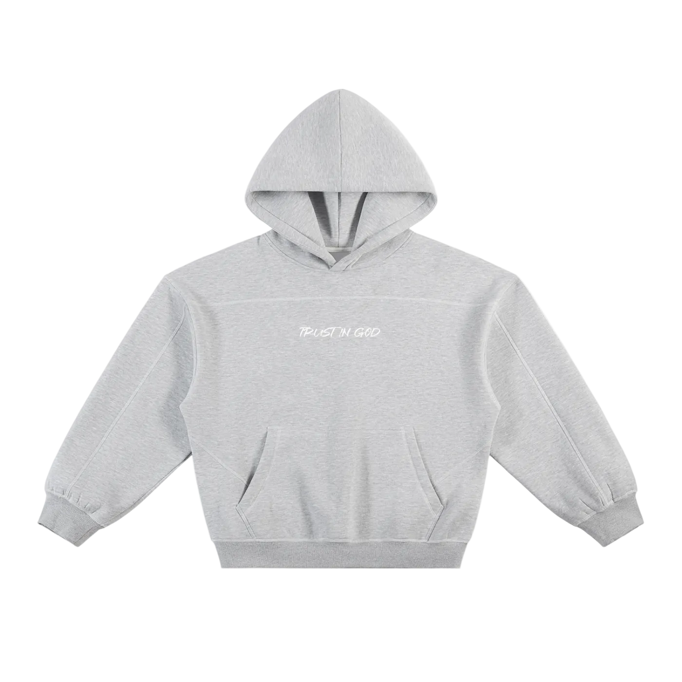 Contrast-Stitched Boxy Fleece Hoodie